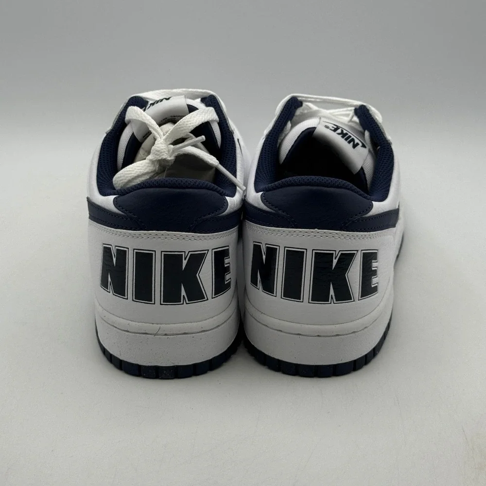 Nike Big Nike Low Shoes Mens Size 13 White Midnight Navy Basketball 355152-140